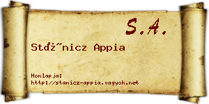 Stánicz Appia névjegykártya